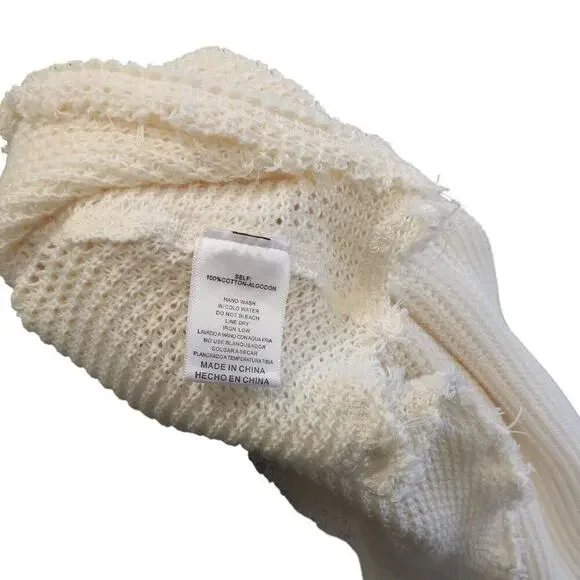 Listicle Distressed Long Sleeve Sweater in Cream - Size Small - NWT - Picture 4 of 4